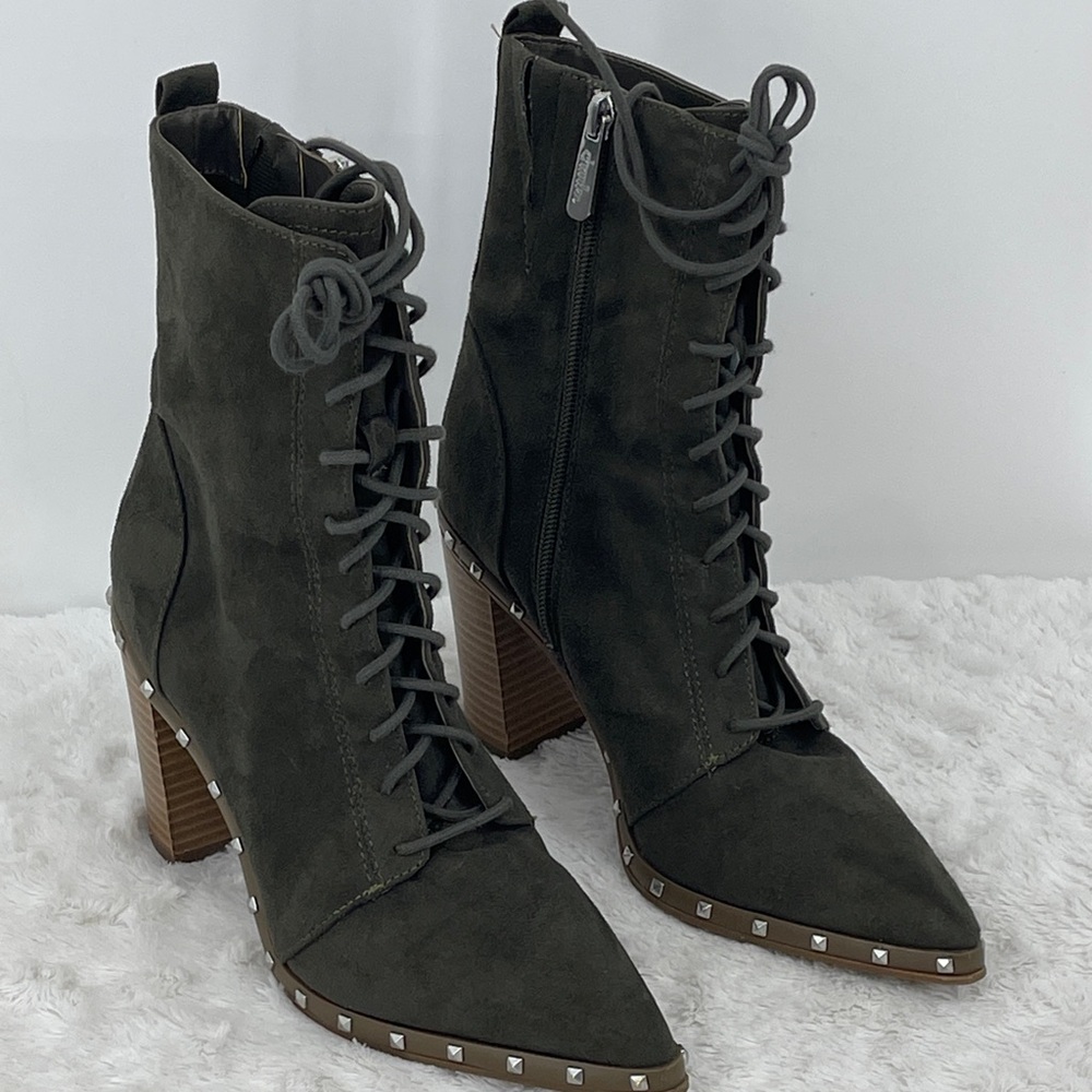 Charles By Charles David DUFFYWomen's Lace-Up Boots - Dark Green SIZE 7.5M  HEEL